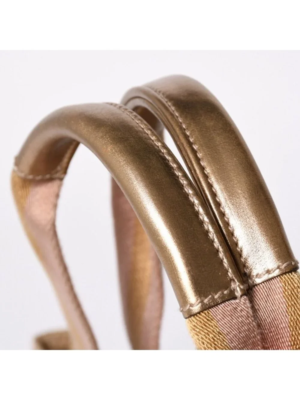 Gucci Tote Bag GG Canvas Beige Gold Blanc